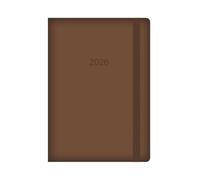 2026 A5 Diary Week Day A Page - Brown Soft Faux Leather Cover Elastic Closure - 2026 Daily Planner Business Work Study Travel Organiser