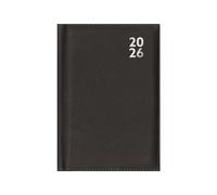 2026 A5 Diary Week Day Per Page - Black Appointment Book Hourly Slots - Faux Leather Business Daily Planner - Compact Office Desk Home Organiser