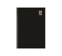 2026 A5 Diary Week Day Per Page - Black Appointment Book Hourly Slots - Hardback Business Daily Planner - Compact Office Desk Home Organiser