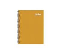 2026 A5 Diary Week Day Per Page - Bright Orange Hardcover Twin Wire Wiro Weekly Planner - Business Work Study Organiser - Office Desk Home
