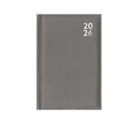 2026 A5 Diary Week Day Per Page - Grey Appointment Book Hourly Slots - Faux Leather Business Daily Planner - Compact Office Desk Home Organiser