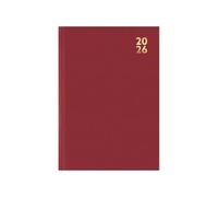 2026 A5 Diary Week Day Per Page - Red Appointment Book Hourly Slots - Hardback Business Daily Planner - Compact Office Desk Home Organiser