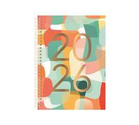 2026 A5 Diary Week to View - Abstract Multicolour Hardcover Spiral Bound Planner - Lightweight Compact Portable Organiser Notebook - Student Work Travel Diary Gift