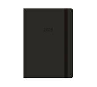 2026 A5 Diary Week To View - Black Soft Faux Leather Cover Elastic Closure - 2026 Year Planner Business Work Study Travel Organiser
