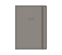 2026 A5 Diary Week To View - Grey Soft Faux Leather Cover Elastic Closure - 2026 Year Planner Business Work Study Travel Organiser