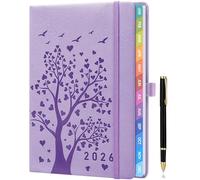 2026 A5 Diary Week-to-View (Jan 2026 - Dec 2026) - Light Purple, Colorful Monthly Tabs, Elastic Pen Holder, Pen Loop, Inner Pocket
