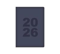 2026 A5 Diary Week to View - Navy Blue Embossed Padded Soft Faux Leather Planner Minimalist Design - Casebound Notebook Business & Student Organiser