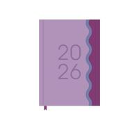 2026 A5 Diary Week to View - Purple Blue Wave Hardcover Business Planner - Lightweight Compact Portable Organiser Notebook - Student Work Travel Diary Gift
