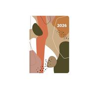 2026 A5 Diary Week to View Recyclable Daily Planner Notebook - Kraft Brown Abstract Nouveau Eco Diary Sustainable FSC Paper - Business Student Organiser Home Work Office
