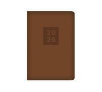 2026 A5 Diary Week to View - Rich Brown Embossed Soft Touch Cover Wallet Size Planner - Work School Travel Compact Daily Organiser Notebook for Professionals