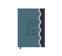 2026 A5 Diary Week to View - Teal Navy Wave Hardcover Business Planner - Lightweight Compact Portable Organiser Notebook - Student Work Travel Diary Gift