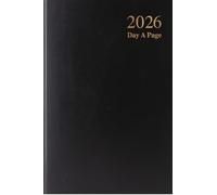 2026 A5 one day to a page hardback diary full page Saturday Sunday (Black)