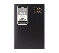 2026 A5 Page a Day Hardback Diary with Full Page Saturday Sunday - Black