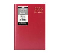 2026 A5 Page a Day Hardback Diary with Full Page Saturday Sunday - Red
