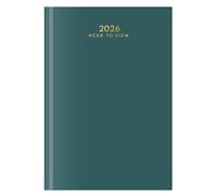 2026 A5 Premium Week To View Diary Hardback Cover Appointment & Ribbon Marker, Full Year Planner, Organizer for Business, Office, Home, Traveling, Organization (Green)