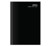 2026 A5 Premium Week To View Diary Hardback Cover Appointment & Ribbon Marker, Full Year Planner, Organizer for Business, Office, Home, Traveling, Organization (Black)