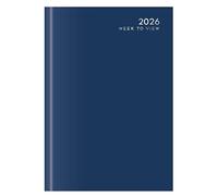 2026 A5 Premium Week To View Diary Hardback Cover Appointment & Ribbon Marker, Full Year Planner, Organizer for Business, Office, Home, Traveling, Organization (Navy Blue)