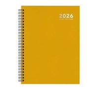 2026 A5 Size Wiro Weekly Bright Diary Silver Foil Effect Spiral Week To View Hardcover Wirebound Diary Planner Organizer Diaries for Business, Office, Home, Traveling, Organization (Yellow)