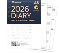 2026 A5 Week on two pages diary organiser refill insert | Filofax A5 COMPATIBLE | Premium collection | UK holidays | Monthy/Weekly | Fountain pen friendly