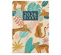 2026 A5 Week to View Diary, Assorted Floral Designs, Hardback Cover, Ribbon Marker, Full Year Planner, Organiser for Business, Office, Home, Travel (Leopard Print)