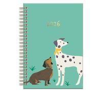 2026 A5 Week to View Diary - Cute Dalmatian & Dachshund Dog Design Hardback Planner for Pet Lovers - Spiral Bound Weekly Personal Organiser Work Study Gifting