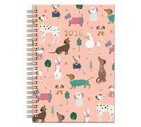 2026 A5 Week to View Diary - Cute Illustrated Dog Design Hardback Planner for Pet Lovers - Spiral Bound Weekly Personal Organiser Work Study Gifting