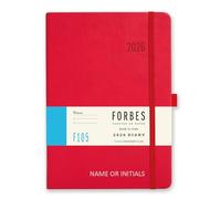 2026 A5 Week to View Diary - Forbes from Tangible Stationery Co. Ltd - Appointments - Ribbon Marker - Elastic Closure - Storage Pocket - Personalised Version - Red