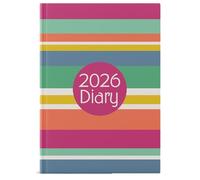 2026 A5 Week To View Diary - Full Year Organiser Planner - Hardback Appointment Times Diaries - for Home Office School & Work (Coloured Stripes)
