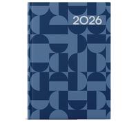 2026 A5 Week To View Diary - Full Year Organiser Planner - Hardback Appointment Times Diaries - for Home Office School & Work (Blue Geometric)