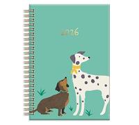 2026 A5 Week to View Diary - Puppy Dog Design - UK Full Year WTV Planner Organiser Hardback Spiral Bound Journal (Green Cover)
