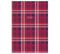 2026 A5 Week to View Diary Tartan Design Organiser Journal Full Year WTV Planner (Red & Blue)
