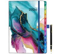 2026 A5 Week-to-View Diary & Weekly Planner (Jan-Dec) - Colourful Monthly Tabs, Pen Holder, Pen Loop, Inner Pocket & Elastic Closure - Great for Office, School & Personal Planning