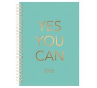 2026 A5 Week to View Diary - Wiro Bound (Green - Yes You Can)