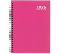 2026 A5 Week to View Diary - Wiro Bound Hardback Journal - Full Year Weekly Organiser Planner (Pink)