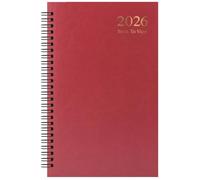 2026 A5 Week to View Diary - Wiro Bound Hardback Journal - Full Year Weekly Organiser Planner (Red 2026)