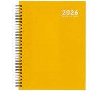 2026 A5 Week to View Diary - Wiro Bound Hardback Journal - Full Year Weekly Organiser Planner (Yellow)