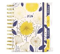 2026 A5 Week to View Diary with Index Tabs - Organiser Planner Diary with Notes, To-Do List, Addresses & Zip Wallet - Wiro Bound Hardback Covers with Elastic Closure (Floral Ink)