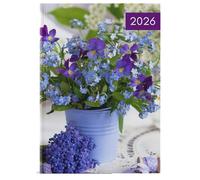 2026 A5 Week To View Photographic Floral Diary Full Year Organiser Hardback Diaries WTV With Appointment Times (Purple Flowers)