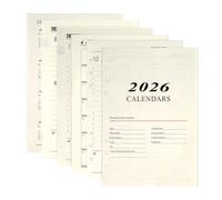 2026 A5 Weekly & Monthly Planner Binder Refill, 5.8"x8.3" 176 Page Planner Refills for A5 Binder, 6-Hole Punched, Daily Planner with Calendar, Contact Pages and Notes (Beige-2026)