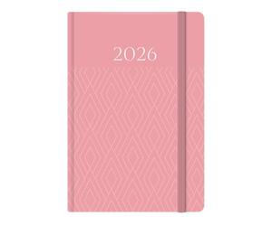 2026 A5 WTV Premium Flexi Soft Cover Floral Design Week To View Diary & Monthly Planner, Full Year Planner, Ribbon Bookmark Elastic closure (Pink Pattern)