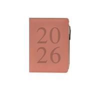 2026 A6 Diary Day to Page - Pastel Pink Faux Leather Appointment Book Planner - Lightweight Compact Portable Organiser Notebook - Student Work Travel Diary Gift