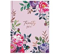 2026 A6 Week to View Diary - Floral Covers - Full Year Hardback Organiser - Planner for Home Office School & Work - UK Focused Diaries with Durable Covers & Ribbon Page Marker (Pink)