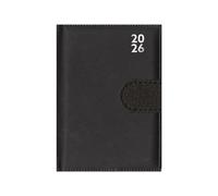 2026 A7 Diary Week Day Per Page - Compact Black Faux Leather Planner - Lightweight Portable Pocket Organiser - Handbag School Travel Diary