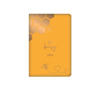 2026 A7 Pocket Diary Week to View - Honey Yellow Busy Bee Hardcover Wallet Size Planner - Lightweight Compact Portable Organiser Notebook - Student Work Travel Diary Gift