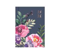 2026 A7 Pocket Diary Week To View - Navy Floral Hardcover Planner - Lightweight Portable Pocket Organiser Handbag School Travel Diary