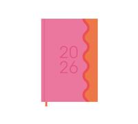 2026 A7 Pocket Diary Week to View - Pink Orange Wave Hardcover Mini Business Planner - Compact Portable Organiser Notebook - Student Work Travel Diary Gift