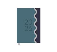 2026 A7 Pocket Diary Week to View - Teal Navy Wave Hardcover Mini Business Planner - Compact Portable Organiser Notebook - Student Work Travel Diary Gift