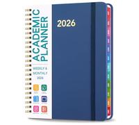 2026 Academic Diary, A5 Weekly and Monthly Planner from Jan 2026 to Dec 2026 with Faux Leather Cover, Month Tabs and Twin-Wire Binding(Blue)