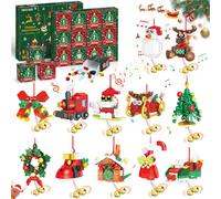 2026 Advent Calendar Christmas Ornaments Building Set Compatible with Lego, Santa Wreath Gingerbread Reindeer Building Kit, 12 Days Countdown to Christmas Toys - Gifts for Kids Boys Girl Age 6-12