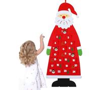 2026 Advent Calendar, Wall Felt Santa Advent Calendar with Pockets 24 Days Reusable Christmas Countdown Calendar Hanging Xmas Decorations (red)